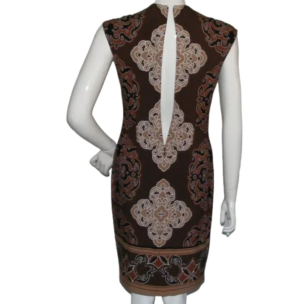 CACHE Dress, 6, Brown/Tan, Sleeveless, V-neck, Embellished, Back zipper - Picture 9 of 14